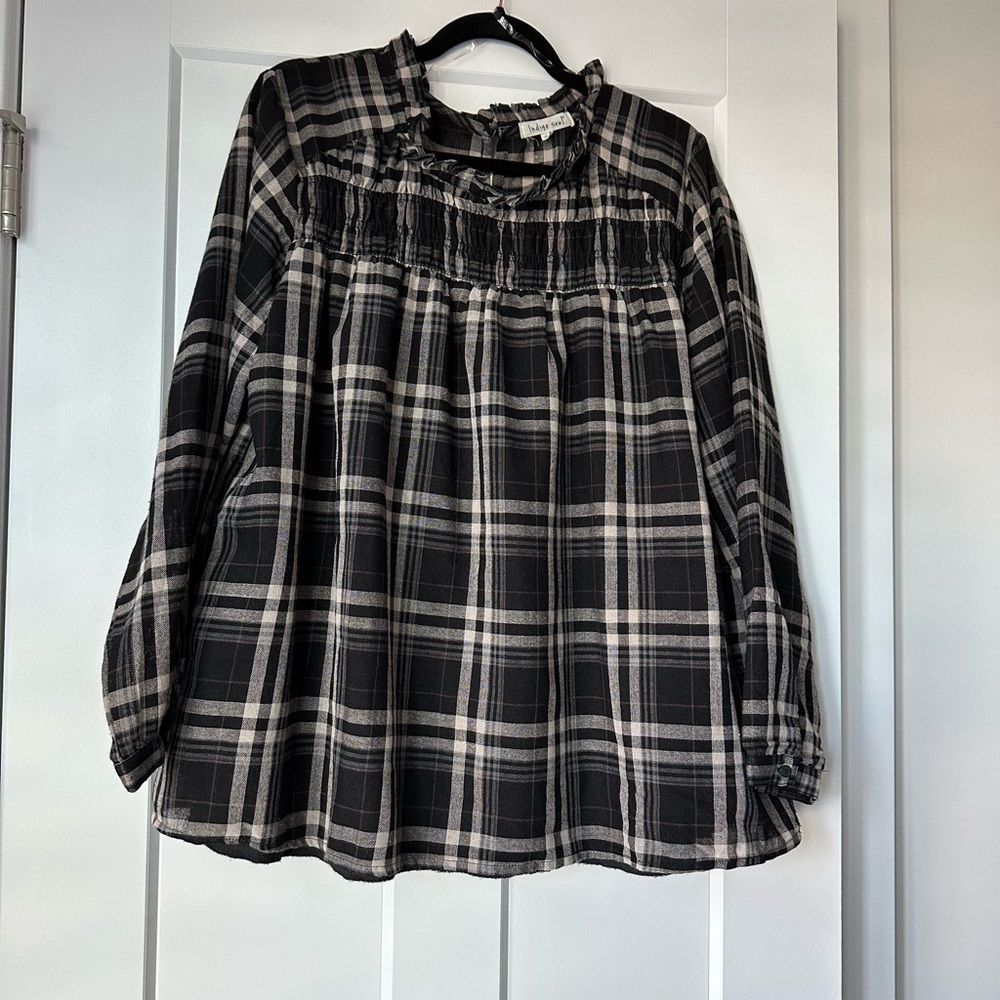 Indigo Soul Black and White Plaid Top